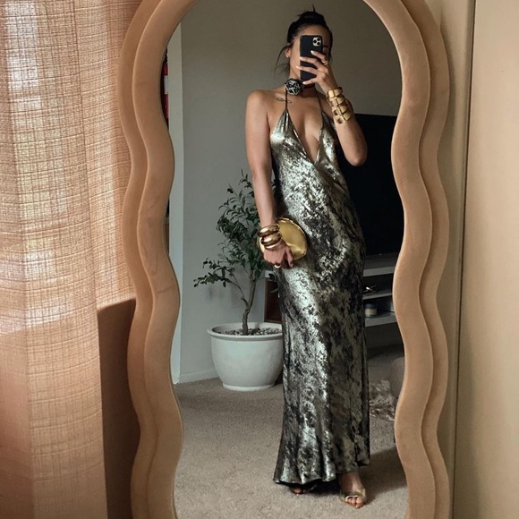 SOLD! ZARA Foil Dress w/Flower - Picture 10 of 12